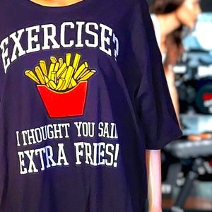 Novelty Exercise Gildan Brand T-shirt - Size 3 XL. 🍟😋👍🏾